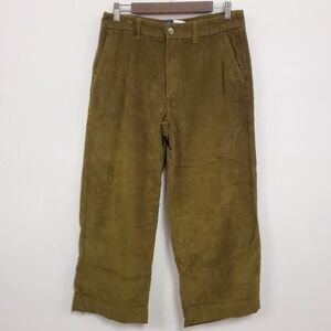 Old Navy Womens Wide Leg Wide Wale Corduroy Pants Size 10 Petite‎ Crop Green